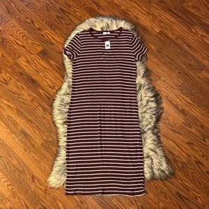 GAP Striped Short Sleeve T-Shirt Midi Dress SZ M